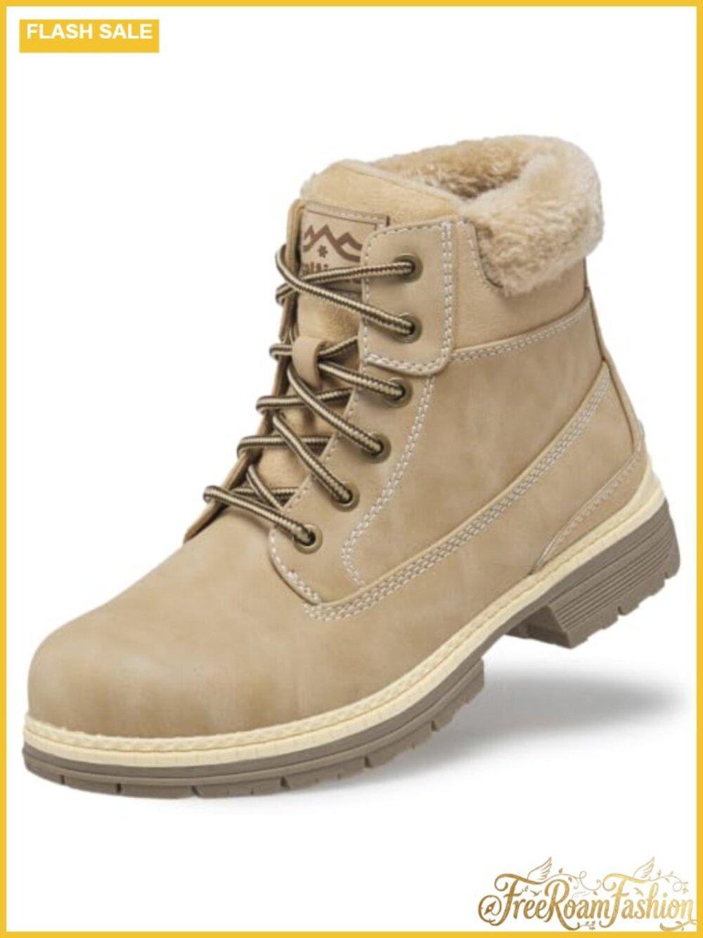 Water Resistant Fur-Lined Snow Hiking Boots Women Non-Slip Ankle